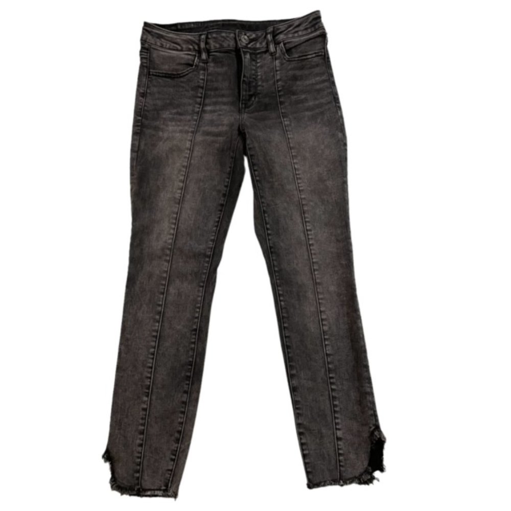 AMERICAN EAGLE NE(X)T LEVEL STRETCH SKINNY CUT OFF HEM BLACK WASH 8 REGULAR